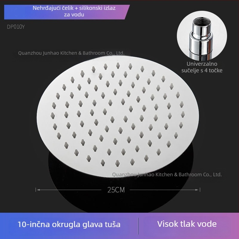 Nerđajući čelik, višefunkcionalna glava za tuš s gornjim mlazom, ogledni završni sloj, velika tuš glava za kućnu upotrebu