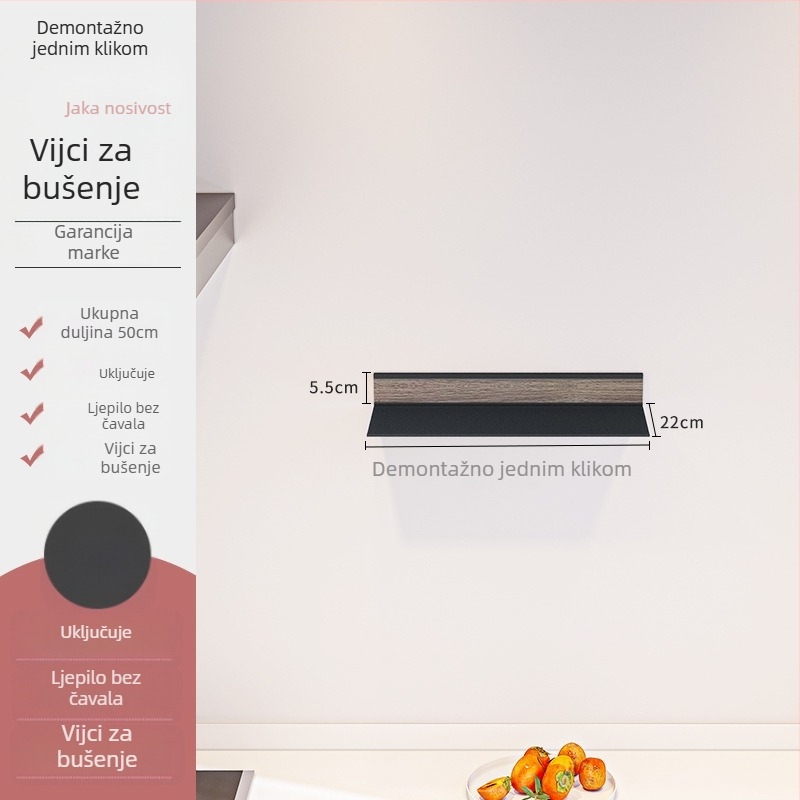 Zidni kuhinjski polic s L-oblikom od aluminijske legure za začine i posuđe
