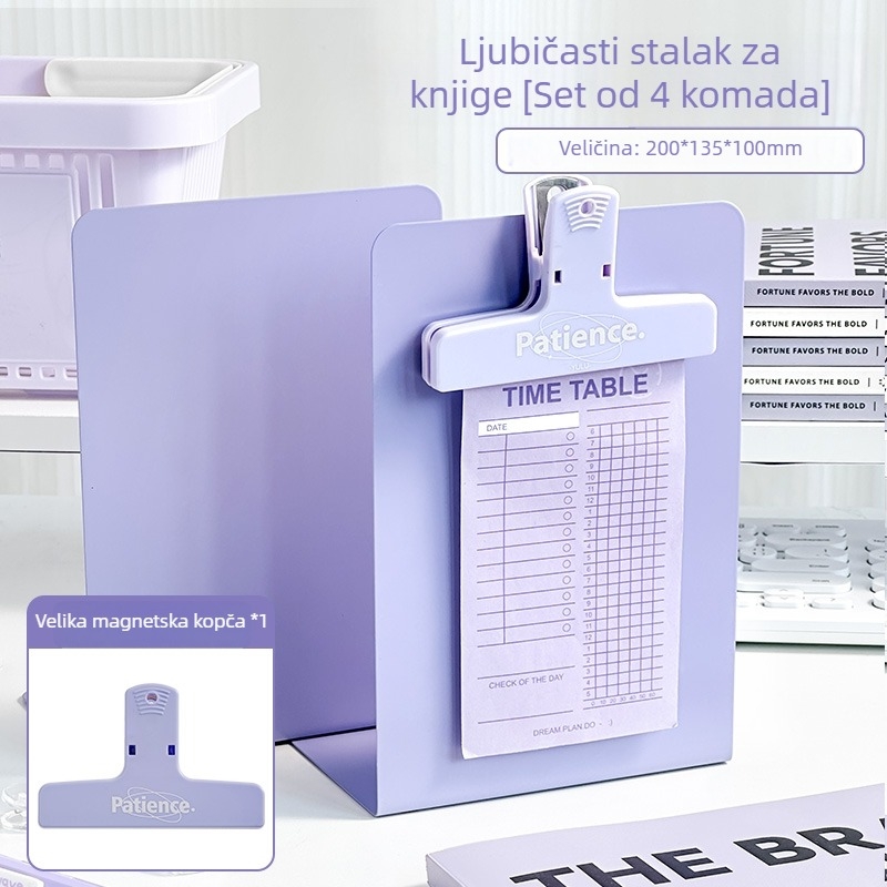 Metalni držač za knjige, jednostavan dizajn, velik, proširivi stolni organizator za knjige