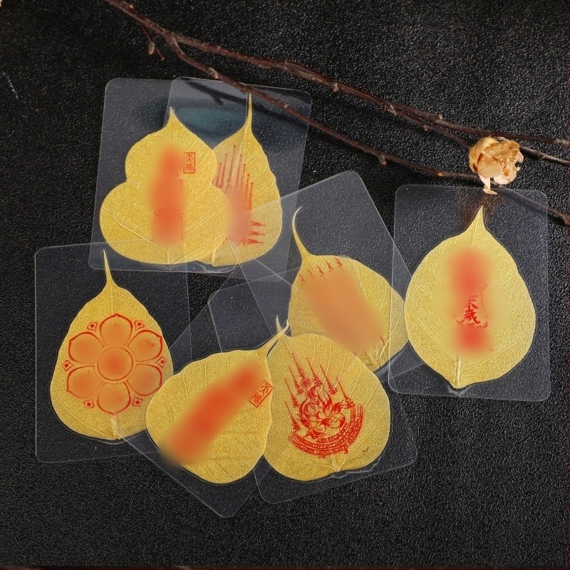 Prirodni Bodhi listovi s Tang slikama, listovi s finim uzorkom, prijenosni talismani, foto okvir za zbirku i izlaganje