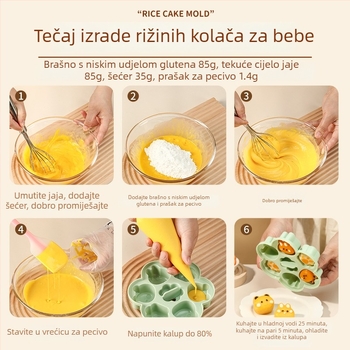 Silikonska forma za parene dječje kolače – prehrambena kvaliteta, otporna na visoke temperature, kućni alat za pečenje