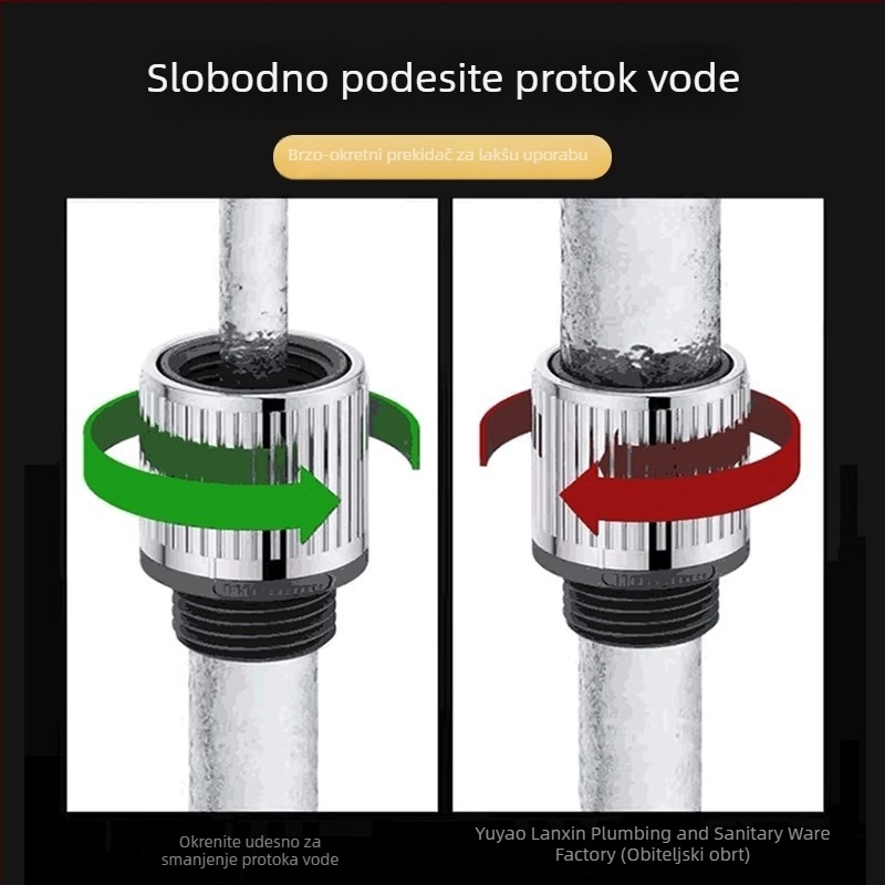 Univerzalni produžni cjevovod za slavinu sa prekidačem i mlaznicom protiv prskanja, 304 nehrđajućeg čelika
