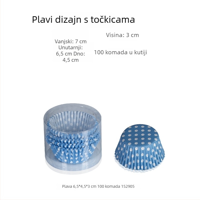 100 otisnutih papirnatih kalupa za mafine, otpornih na visoke temperature, za pečenje