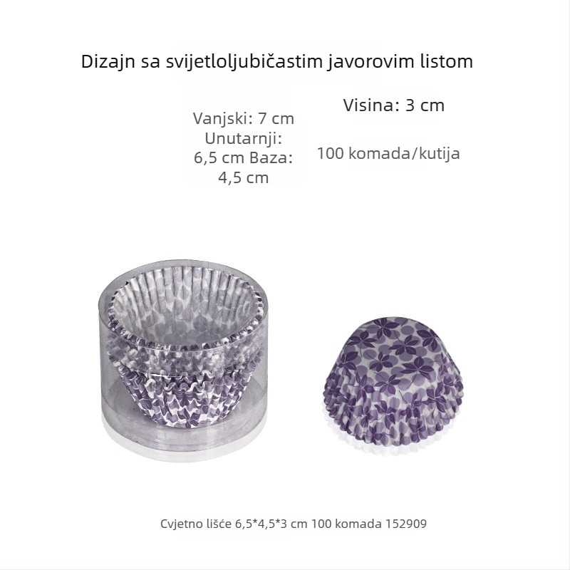 100 otisnutih papirnatih kalupa za mafine, otpornih na visoke temperature, za pečenje