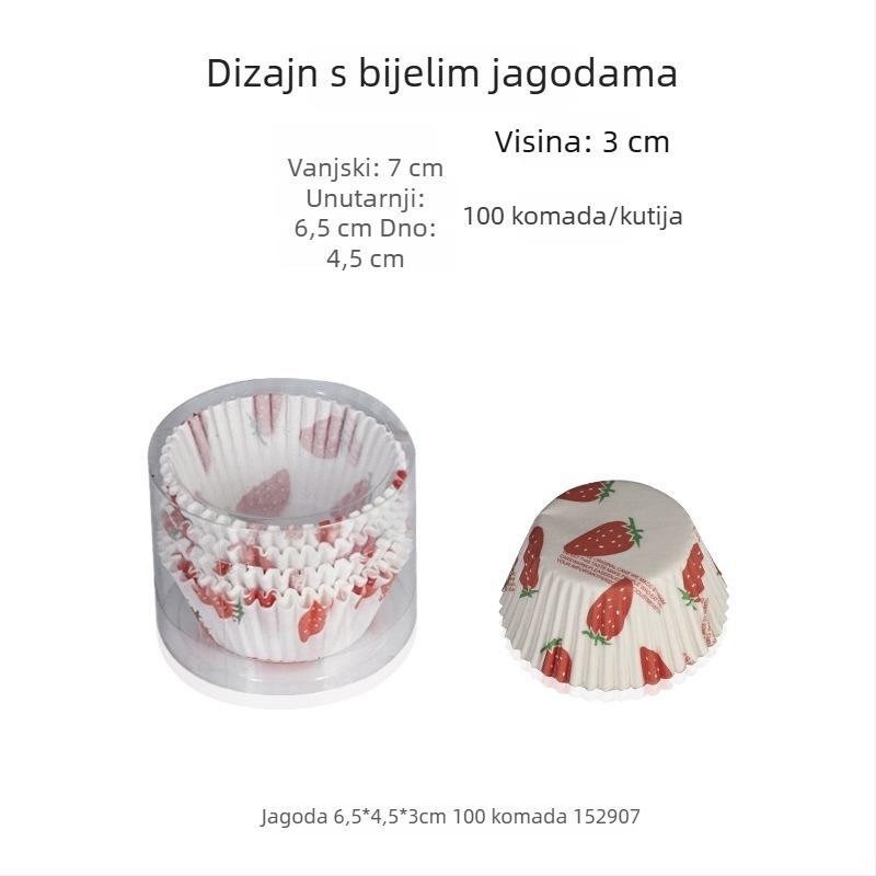 100 otisnutih papirnatih kalupa za mafine, otpornih na visoke temperature, za pečenje