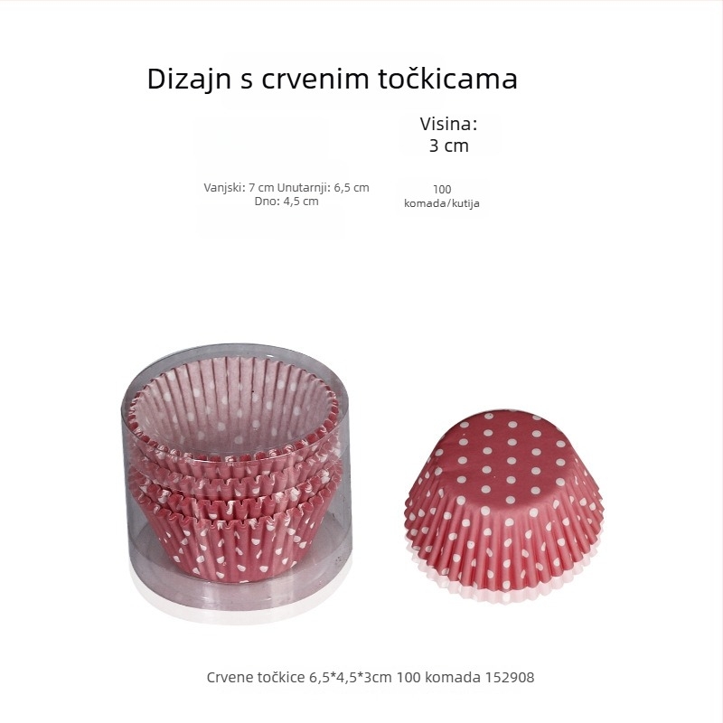 100 otisnutih papirnatih kalupa za mafine, otpornih na visoke temperature, za pečenje