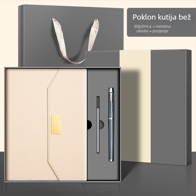 A5 bilježnica poklon-set — luksuzna poslovna bilježnica za uredske bilješke i sastanke, mogućnost tiska logotipa