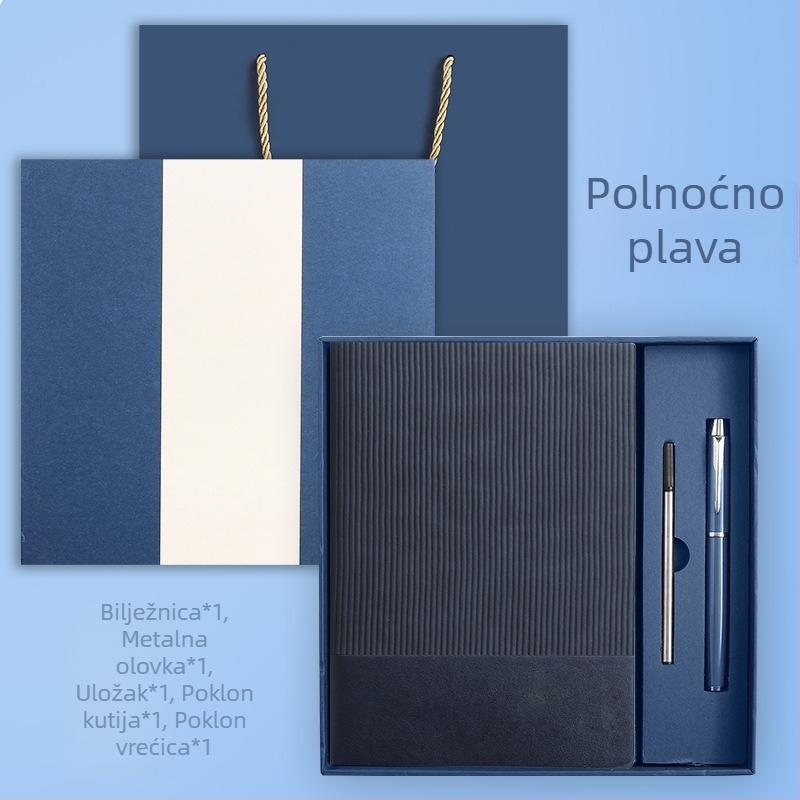 Set bilježnica s logom, format A5, mekana umjetna koža, spojene ljepilom, za poslovni ured, 160 stranica, u kutiji za poklon