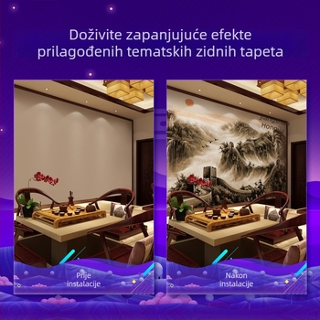 Atmosferski zidni tapet za dnevni boravak s motivom Velikog zida i Welcoming Pine, pejzaž u tinti