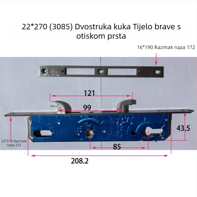 85. serija nehrđajućeg čelika tijelo brave za unutarnja drvena vrata s otiskom prsta