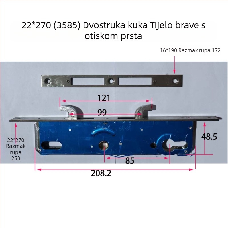 85. serija nehrđajućeg čelika tijelo brave za unutarnja drvena vrata s otiskom prsta