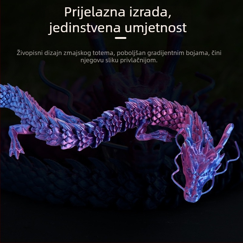 Veliki 3D ispisani kineski zmaj za akvarij, ukras pejzaža s pokretnim zglobovima, unutarnja dekoracija automobila