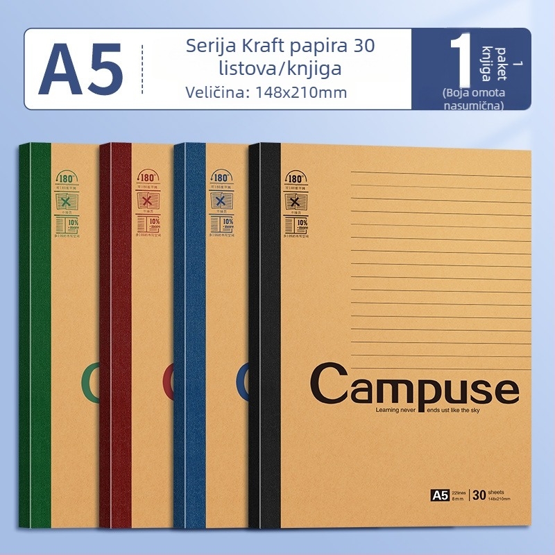B5 bilježnica s mekom koricom, ljepilo povez, papir 75 g/m², 100–200 stranica, za posao, školu i dnevnik