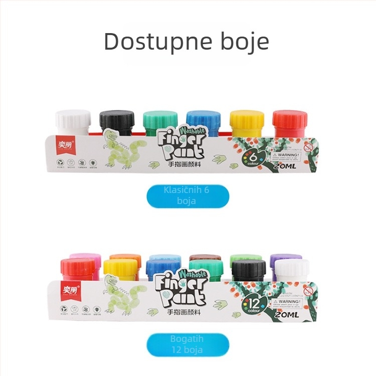 Yili dječje boje za crtanje prstima, 20 ml, perive akvarel boje za djecu