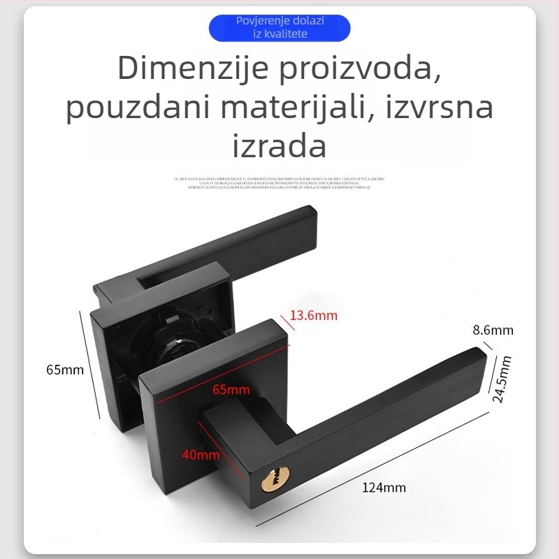 Brava bez ključa s tri poluge na kvaki, za unutarnja vrata i prolazna vrata, mehanički zamak, američki stil spavaće sobe