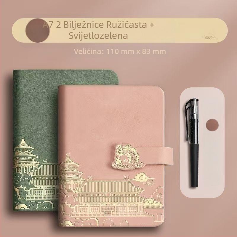 Mini džepni bilježnica u kineskom stilu, prenosni dnevnik za bilješke i knjigovodstvo, PU kožna korica