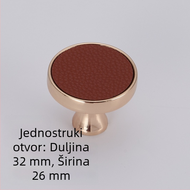 Drška za vrata ormara, crvena kožna ručka, europski stil, cinkova legura, crna ručka ormara, ručka ladice s jednim otvorom