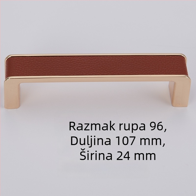Drška za vrata ormara, crvena kožna ručka, europski stil, cinkova legura, crna ručka ormara, ručka ladice s jednim otvorom