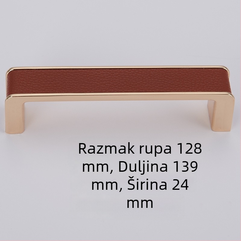 Drška za vrata ormara, crvena kožna ručka, europski stil, cinkova legura, crna ručka ormara, ručka ladice s jednim otvorom