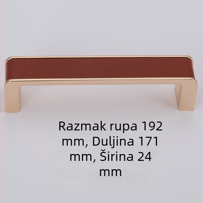 Drška za vrata ormara, crvena kožna ručka, europski stil, cinkova legura, crna ručka ormara, ručka ladice s jednim otvorom