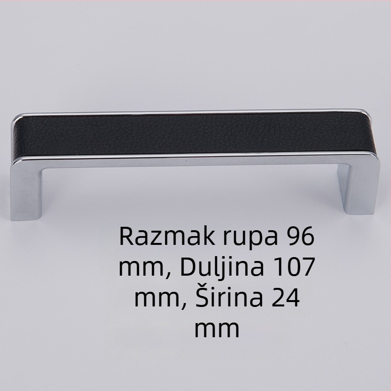 Drška za vrata ormara, crvena kožna ručka, europski stil, cinkova legura, crna ručka ormara, ručka ladice s jednim otvorom