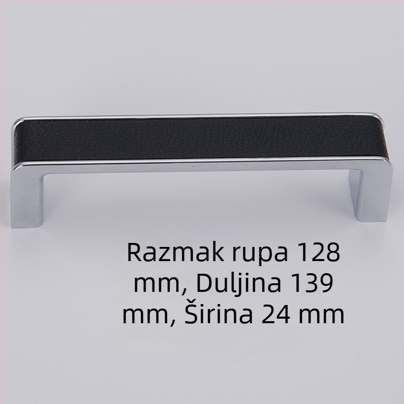 Drška za vrata ormara, crvena kožna ručka, europski stil, cinkova legura, crna ručka ormara, ručka ladice s jednim otvorom