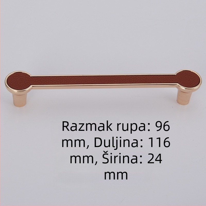 Drška za vrata ormara, crvena kožna ručka, europski stil, cinkova legura, crna ručka ormara, ručka ladice s jednim otvorom