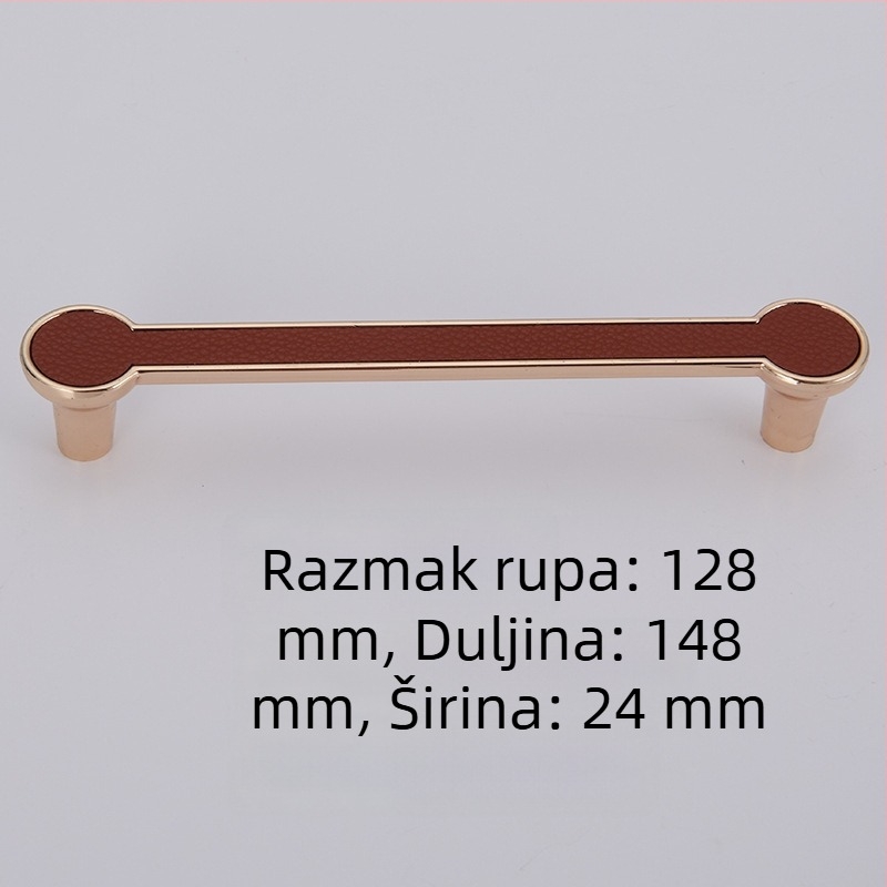 Drška za vrata ormara, crvena kožna ručka, europski stil, cinkova legura, crna ručka ormara, ručka ladice s jednim otvorom