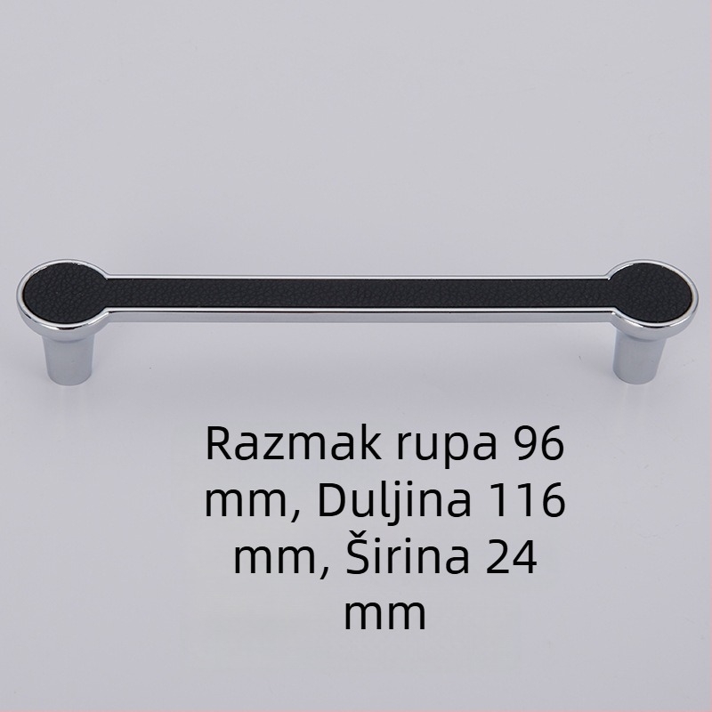 Drška za vrata ormara, crvena kožna ručka, europski stil, cinkova legura, crna ručka ormara, ručka ladice s jednim otvorom