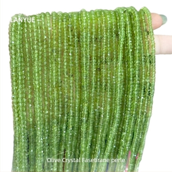 Maslinasto zelene kristalne facete perle za abakuse, prozirno zelene peridotne perle za DIY nakit