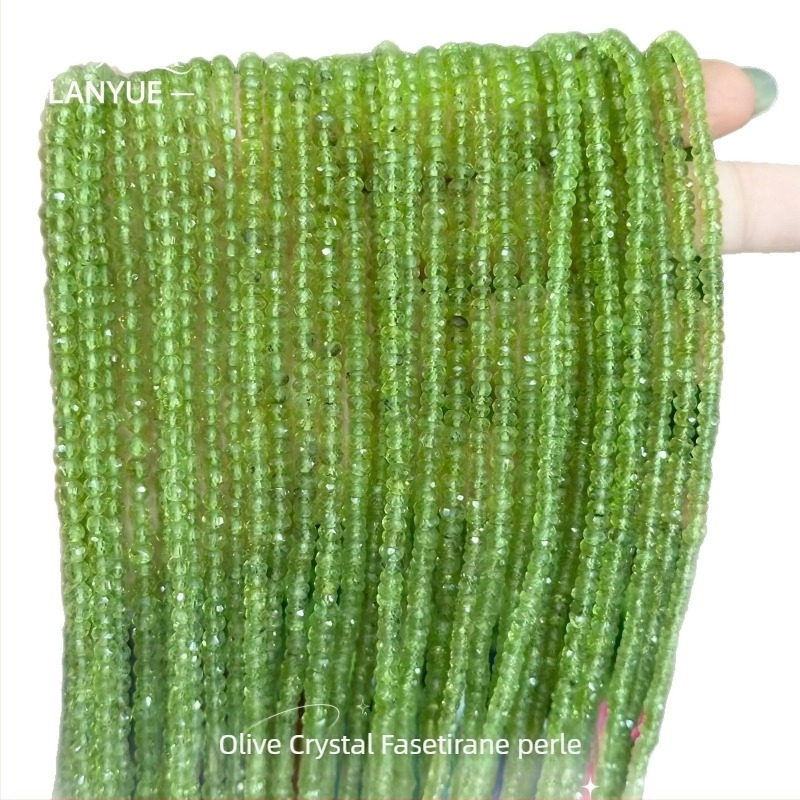 Maslinasto zelene kristalne facete perle za abakuse, prozirno zelene peridotne perle za DIY nakit
