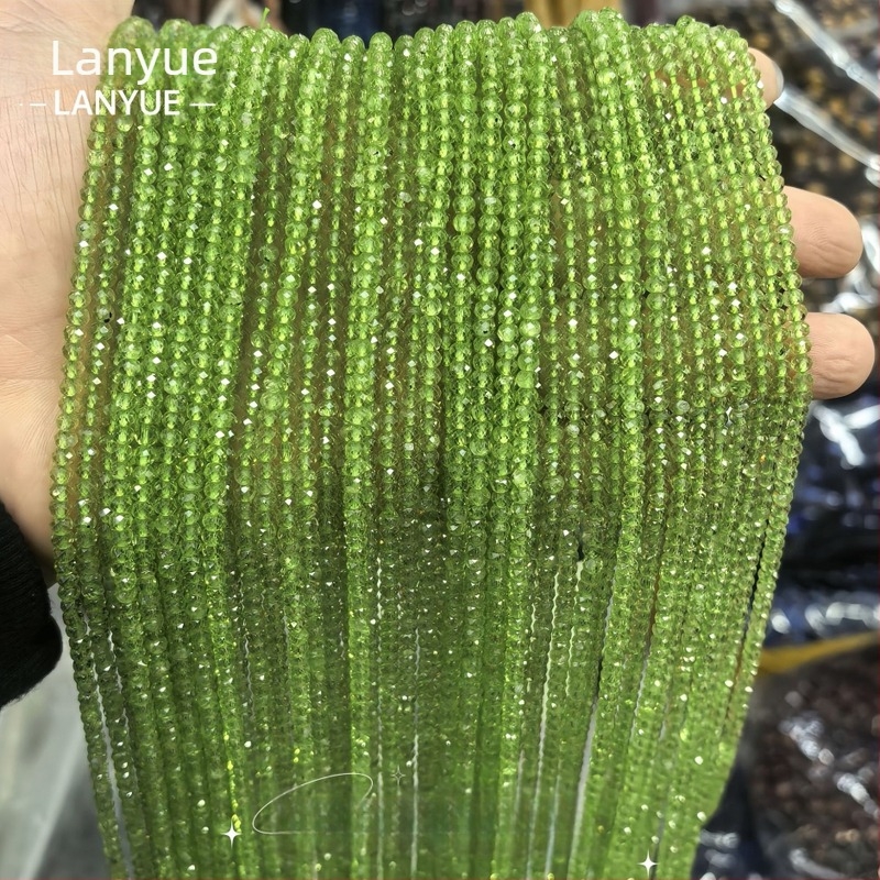 Maslinasto zelene kristalne facete perle za abakuse, prozirno zelene peridotne perle za DIY nakit