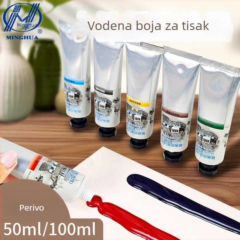 Tinta za grafiku na bazi vode, 50/100 ml, crni pigment, za reljefnu i intaglio tisk, valjci