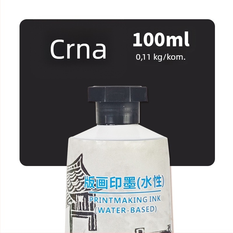 Tinta za grafiku na bazi vode, 50/100 ml, crni pigment, za reljefnu i intaglio tisk, valjci