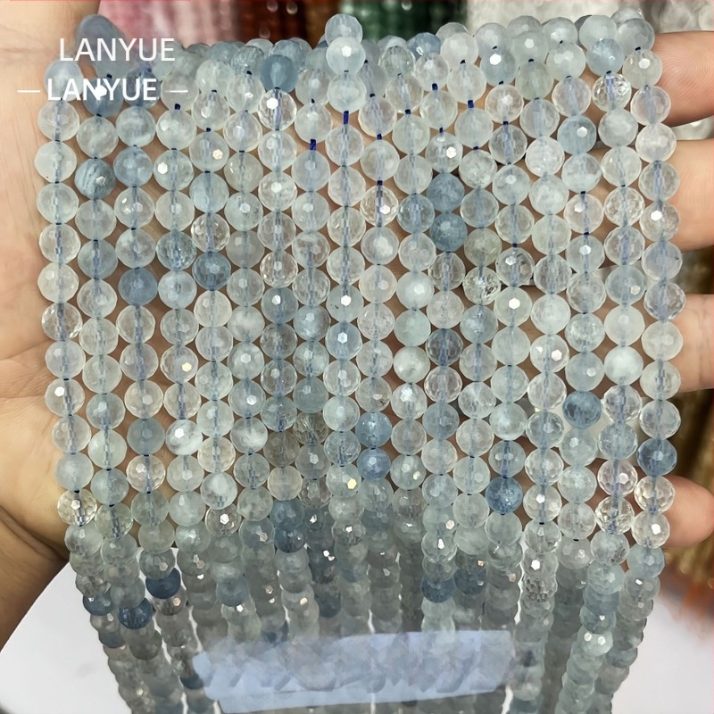 Prirodne akvamarinske faceted kuglice u obliku kocke, 4 mm, poluproizvodi za DIY nakit