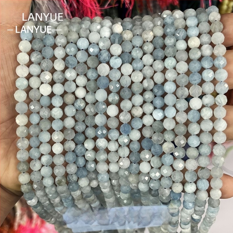 Prirodne akvamarinske faceted kuglice u obliku kocke, 4 mm, poluproizvodi za DIY nakit