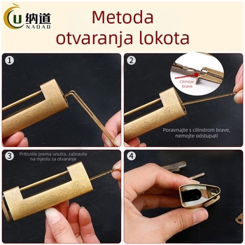 Auspicious Fish Lock — Kineska stil starinska bakrena križna šarka s graviranim ukrasima za drvene kutije