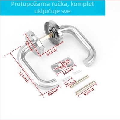 Ručka za vatrogasna vrata od nehrđajućeg čelika, kružna cijev, izlazna brava