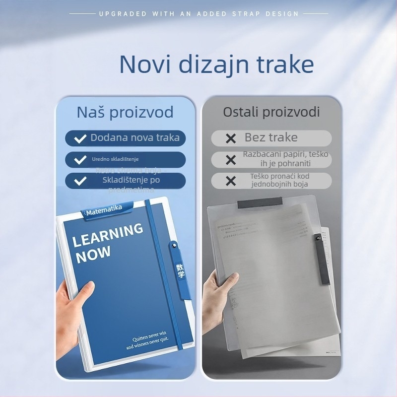A4 mapa za ispite s remenom i klipom za šipku