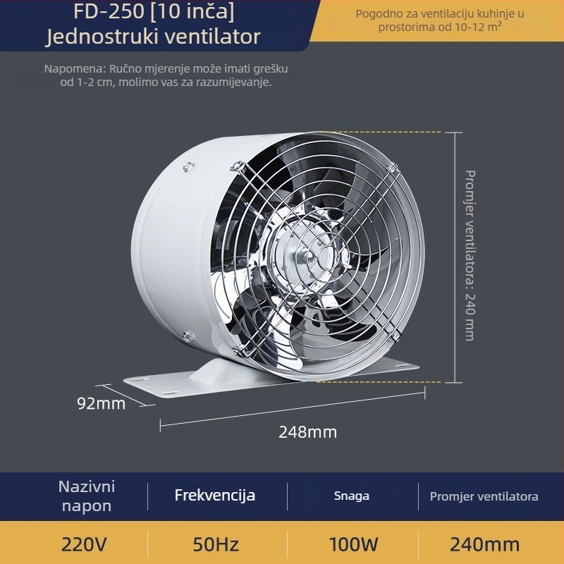 Kružni kanalni ventilator za kupaonicu, snažna ventilacija, kompaktni stropni ventilator za najam