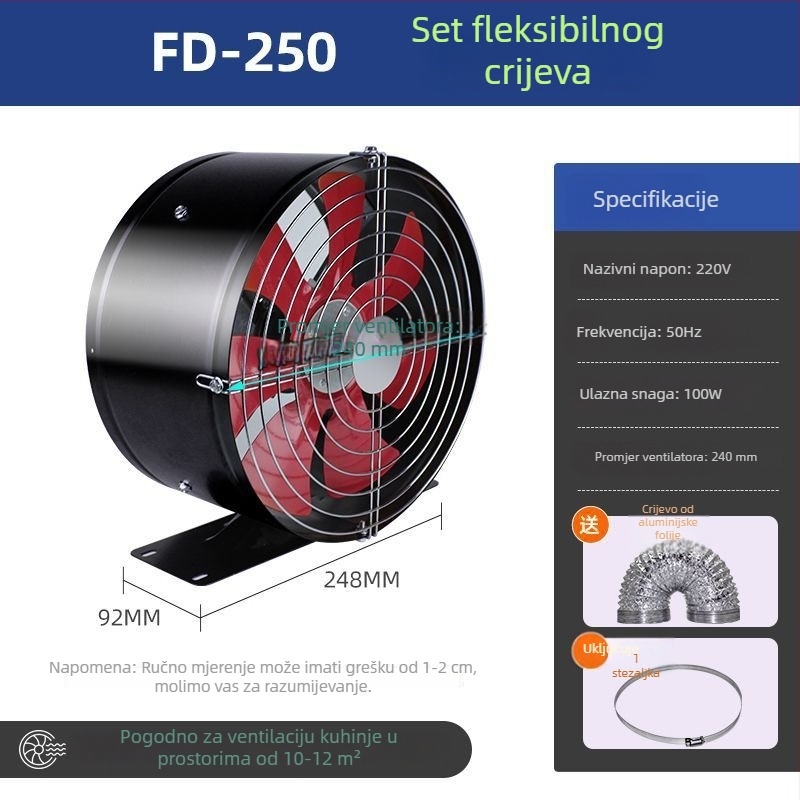 Kružni kanalni ventilator za kupaonicu, snažna ventilacija, kompaktni stropni ventilator za najam