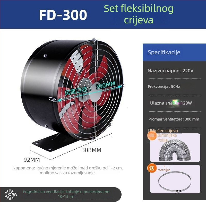 Kružni kanalni ventilator za kupaonicu, snažna ventilacija, kompaktni stropni ventilator za najam