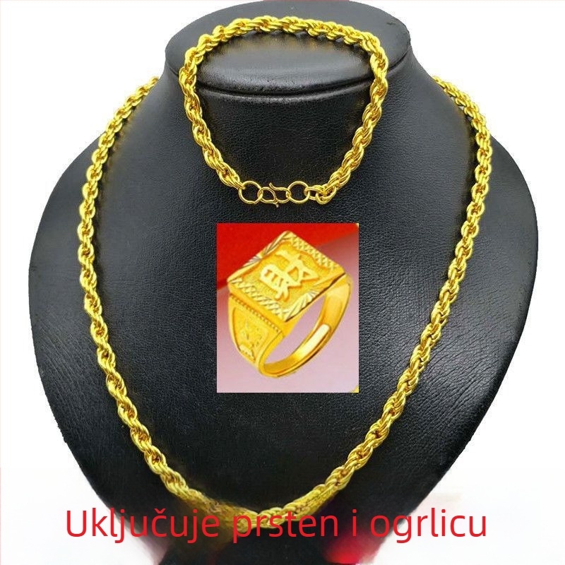 Muški ogrlica pijeskovozlatne nijanse, debeli zmijski lanac