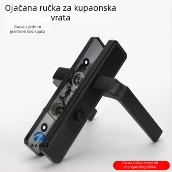 Brava za kupaonica vrata, aluminijska legura, ručica s jednim jezičkom, staklena vrata, crna