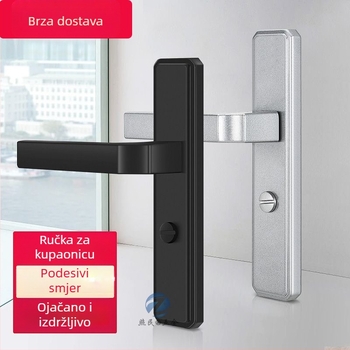 Brava za kupaonica vrata, aluminijska legura, ručica s jednim jezičkom, staklena vrata, crna