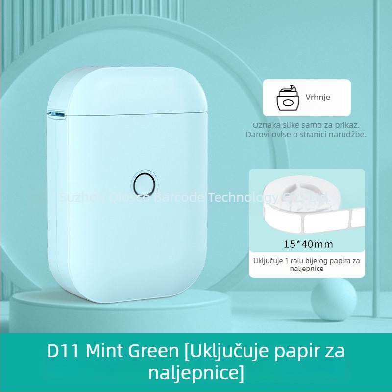 Qirui D11 Bluetooth pisač naljepnica za termalne naljepnice s imenima, širina ispisa 15 mm