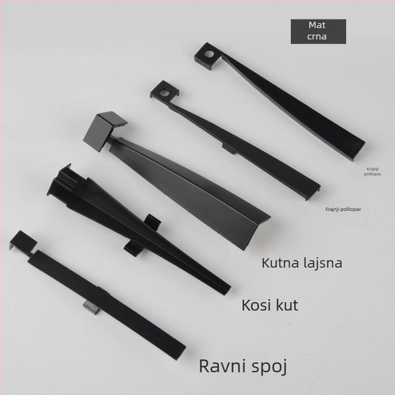 Zakrivljeni profil za ormarić s LED rasvjetom, crni aluminijski kanalni kućište
