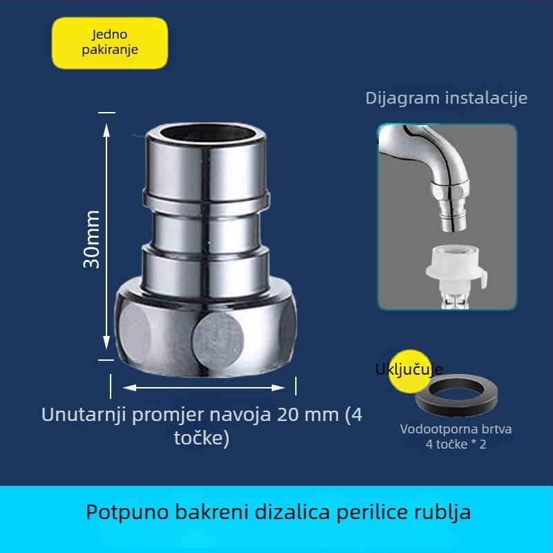 Medenasti kućni vodovodni ventil za sudoperu i perilicu rublja, s automatskim zatvaranjem vode, filtrom i brzim otvaranjem ventila