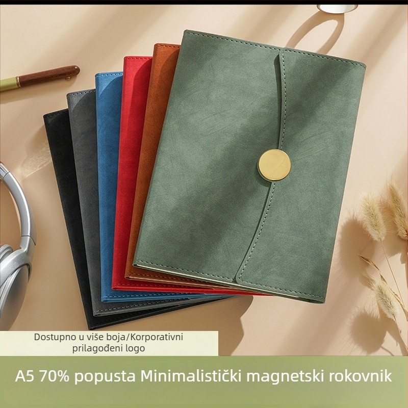 Visokokvalitetna A5 kožna bilježnica s logom – darovni set u kutiji