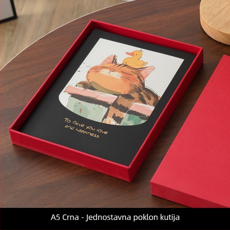 Bilježnica s šarenom karikaturnom ilustracijom, debelog, mekanog kožno-izglednog kućišta, stranice s vodoravnim linijama